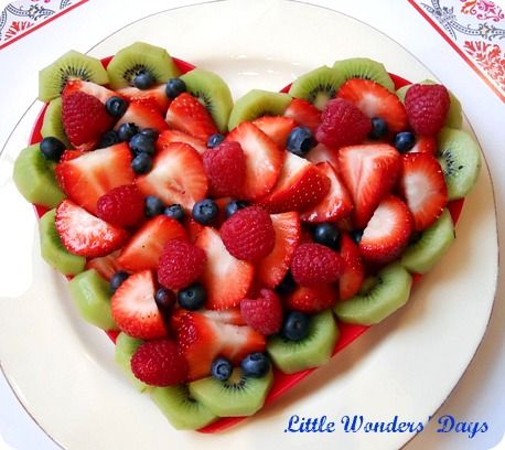 Healthy heart shaped fruit salad