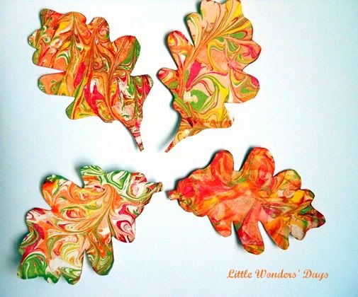 Leaves painted with shaving cream