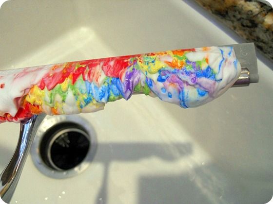Rainbow shaving cream painting via Little Wonders' Days