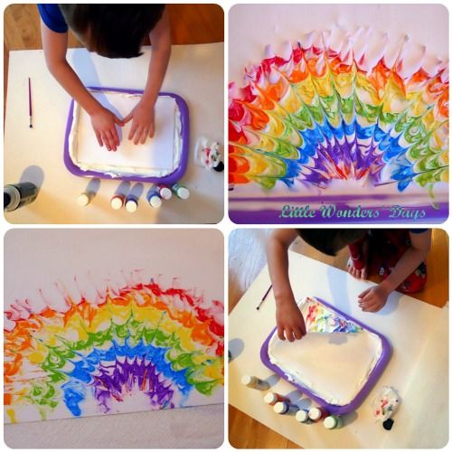 Rainbow shaving cream painting via Little Wonders' Days